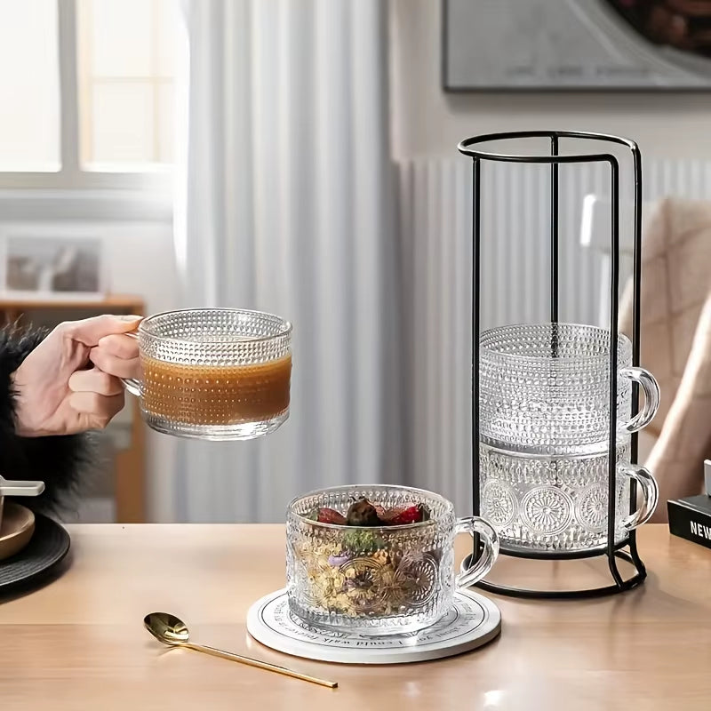 4-Piece Vintage Glass Cups with Wooden Lids